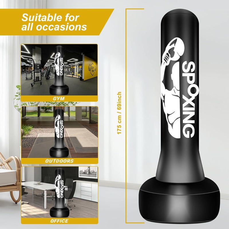 SPOXING Freestanding Punching Bag for Adult Teens, 70" Heavy Punching Bag with Boxing Gloves and Electric Air Pump for Beginners Kickboxing Training MMA Muay Thai Fitness Office Home Gym - Image 5